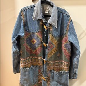 Venezia Blue Denim Jacket with Striped Collar
